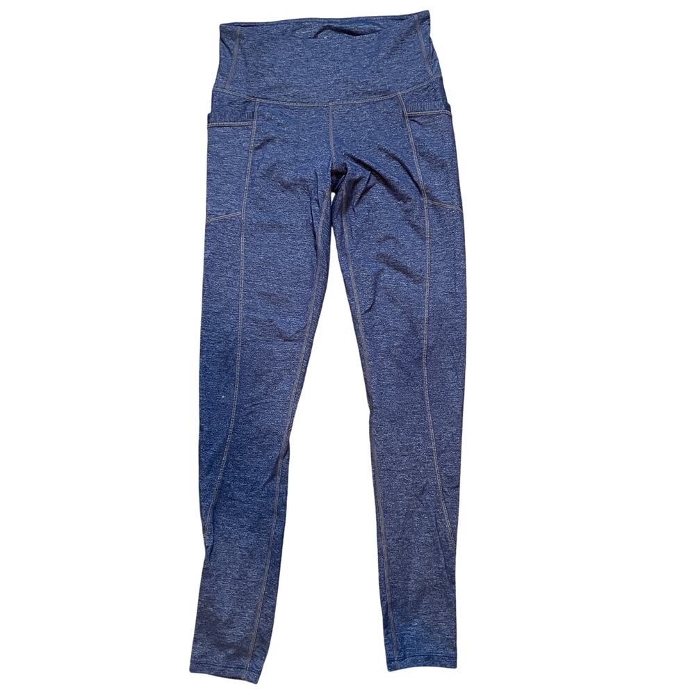 Athleta Gym Yoga Leggings Heathered Blue Pocket Womans Size XS